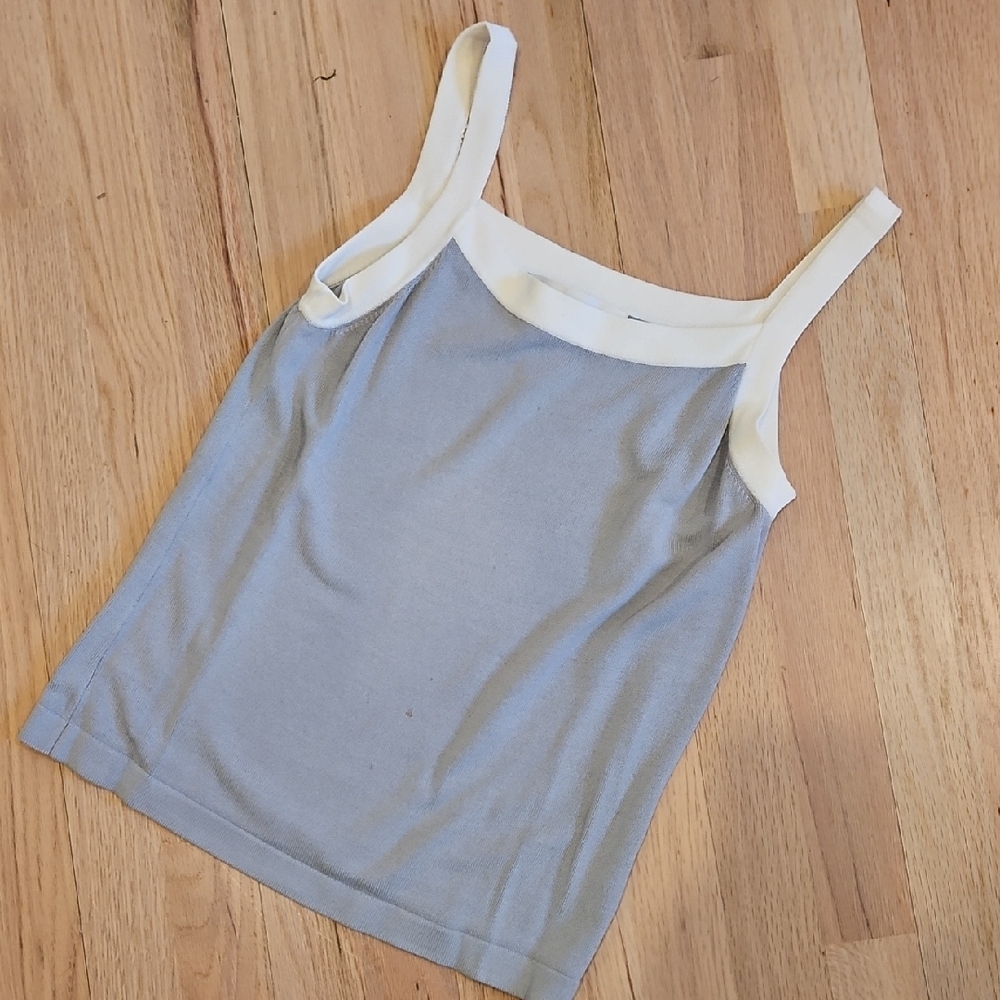 Jones New York Light Gray and Cream Camisole Sweater